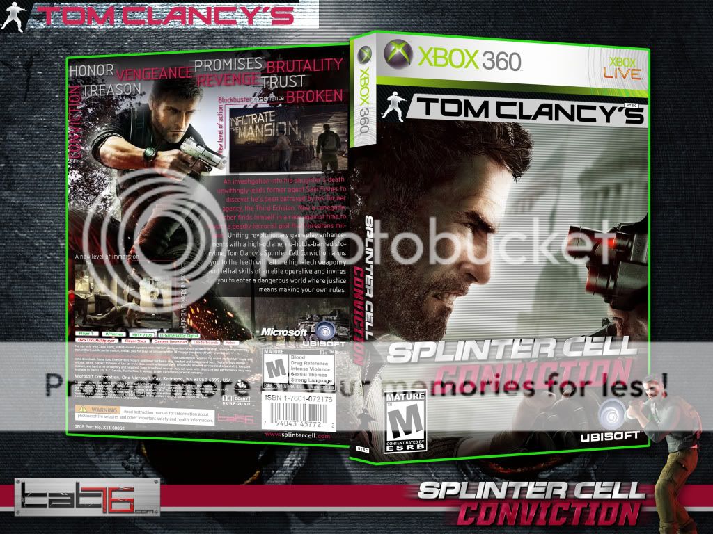  Tom Clancy's Splinter Cell Conviction XBox 360 Cover art Image